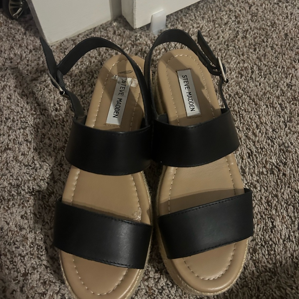 Steve Madden Black Double-Strap Slingback Sandals
